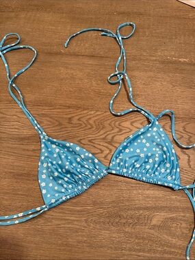 Blue Floral Triangle Bikini Top size small